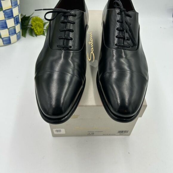 Men’s Santoni “Iassac” cap toe smooth leather Oxford’s size 9 made in Italy - Picture 4 of 16